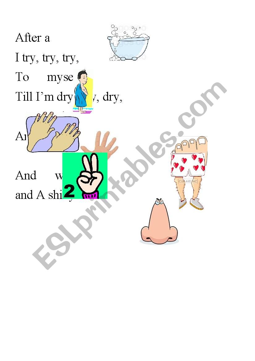 after a bath , rhyme worksheet