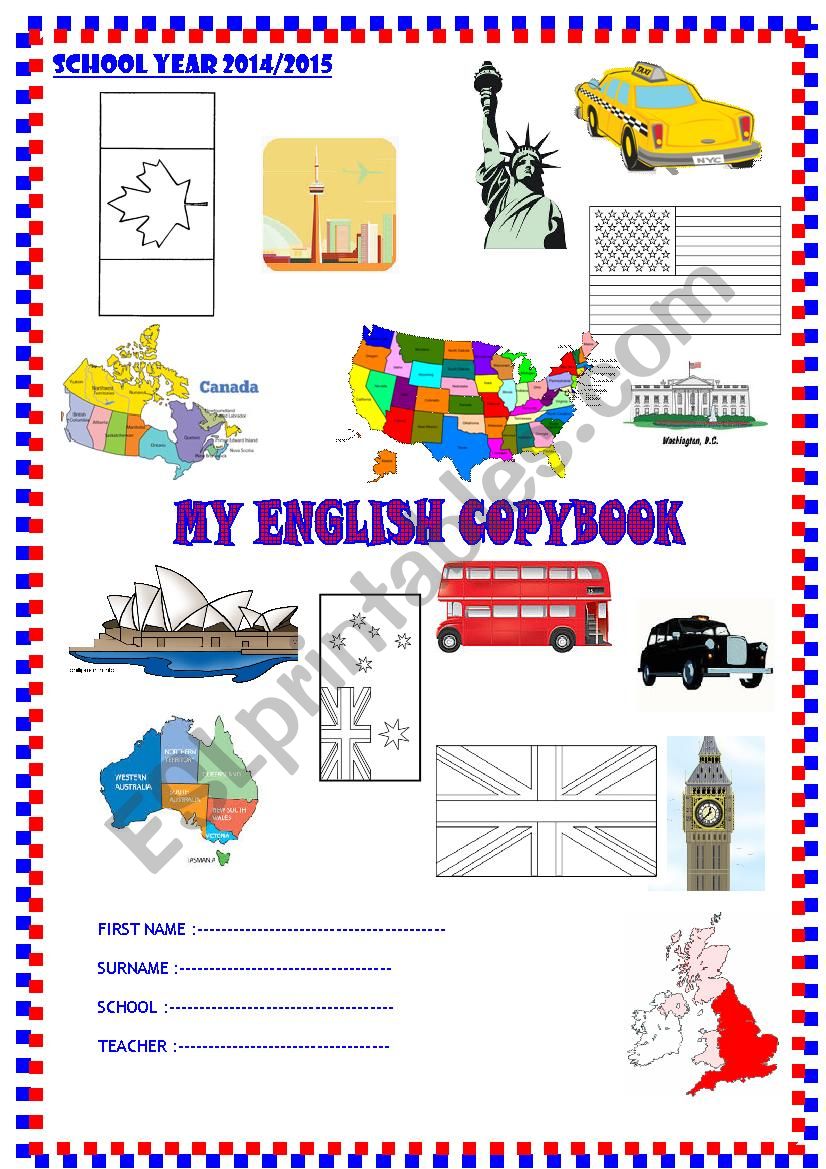 Copybook cover worksheet