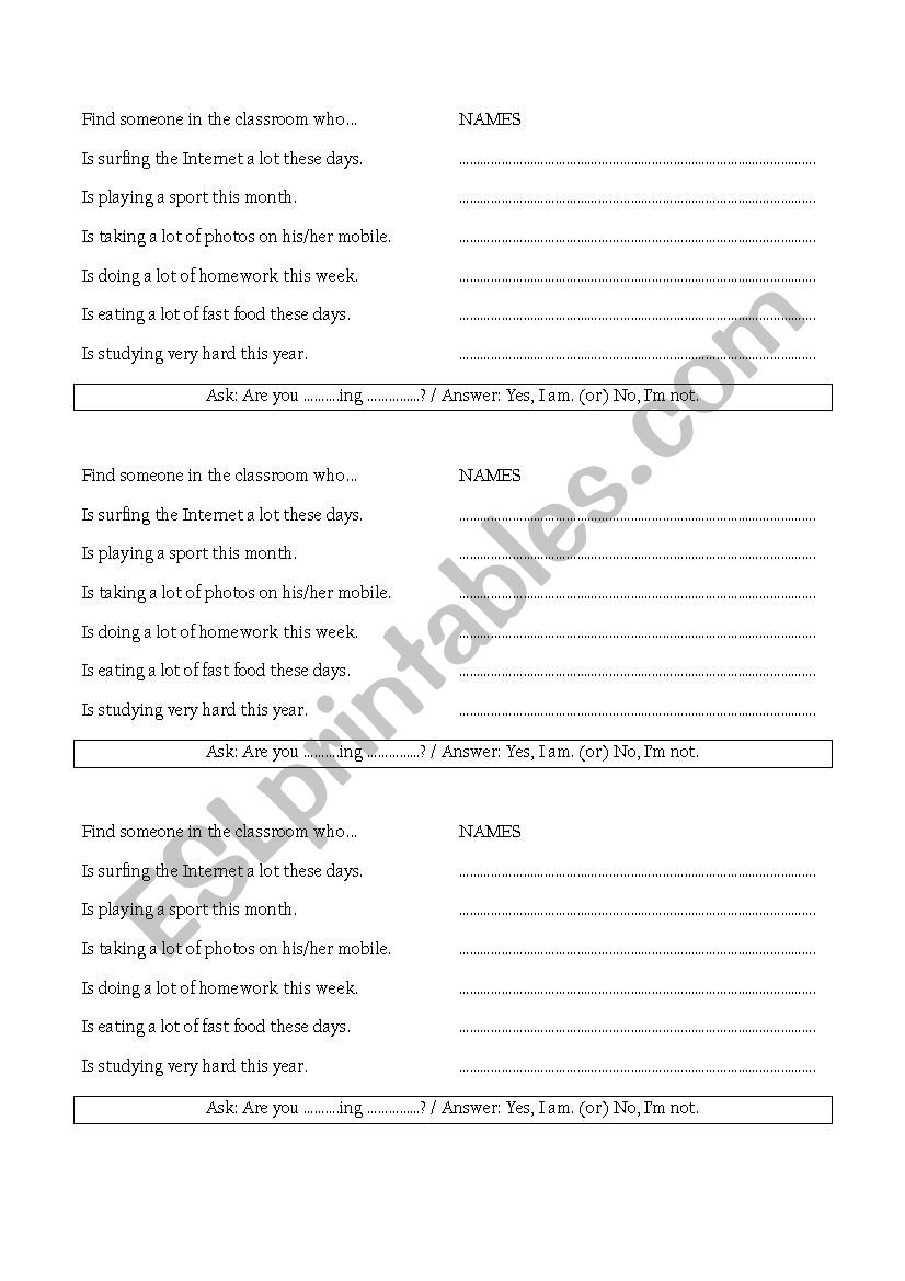 Find someone who worksheet