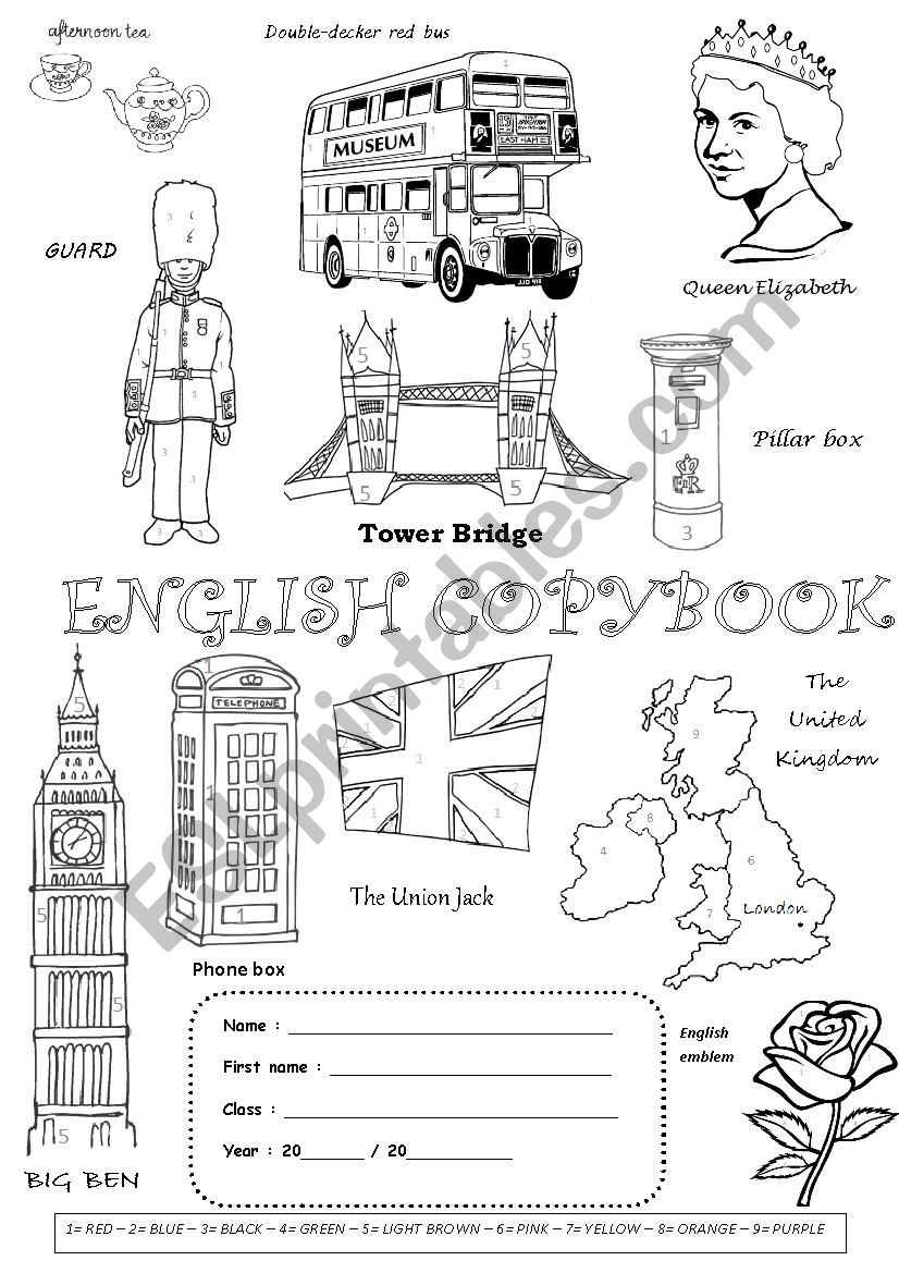 Copybook cover worksheet