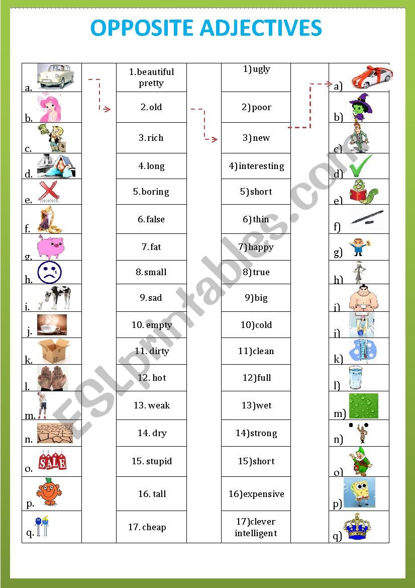 OPPOSITE ADJECTIVES worksheet