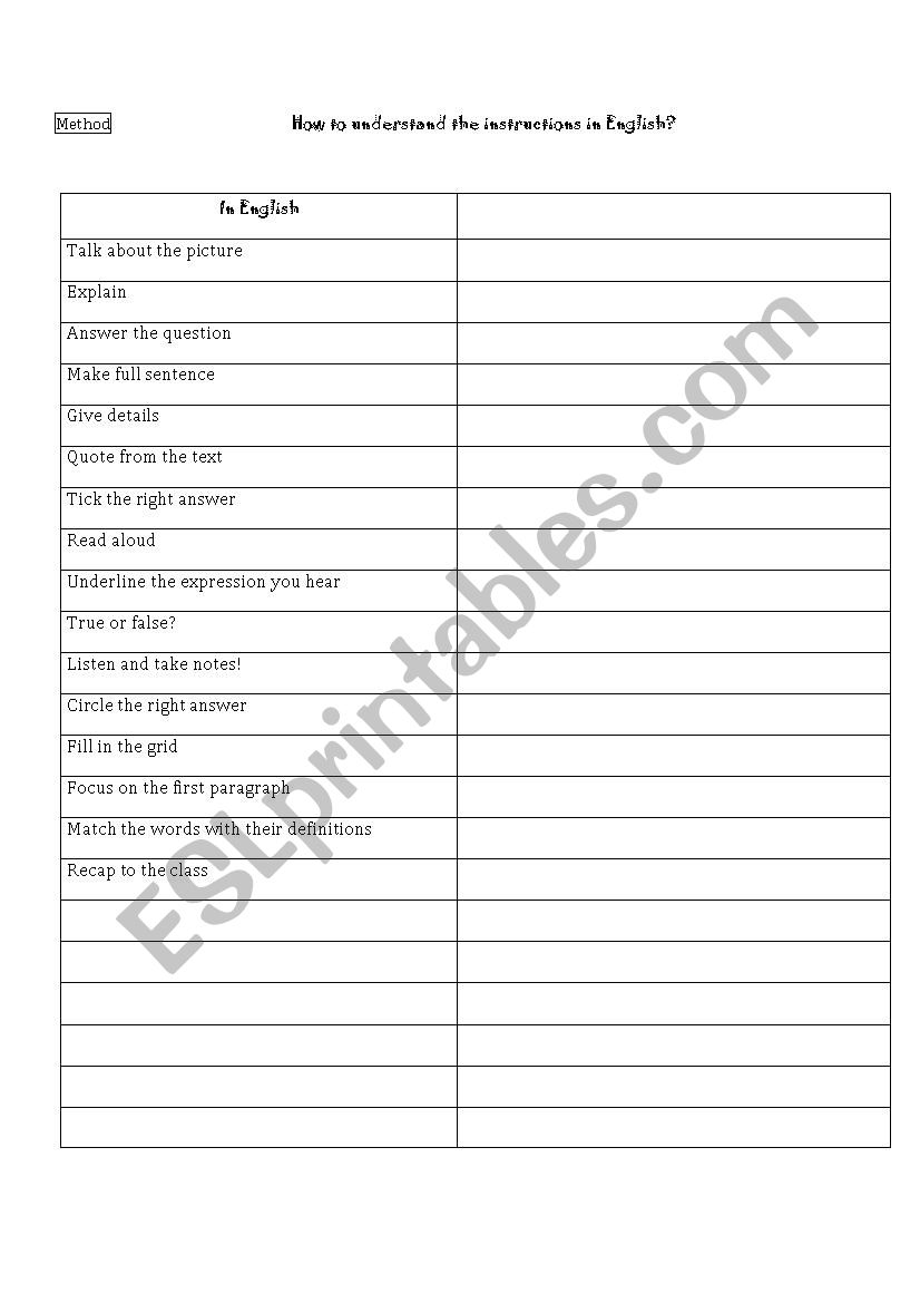 how to understand the instructions in english