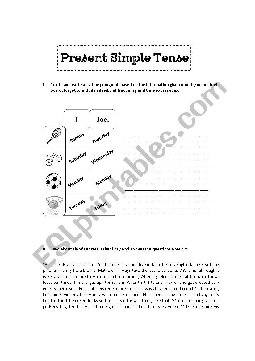 Present Simple Tense - Writing Practice