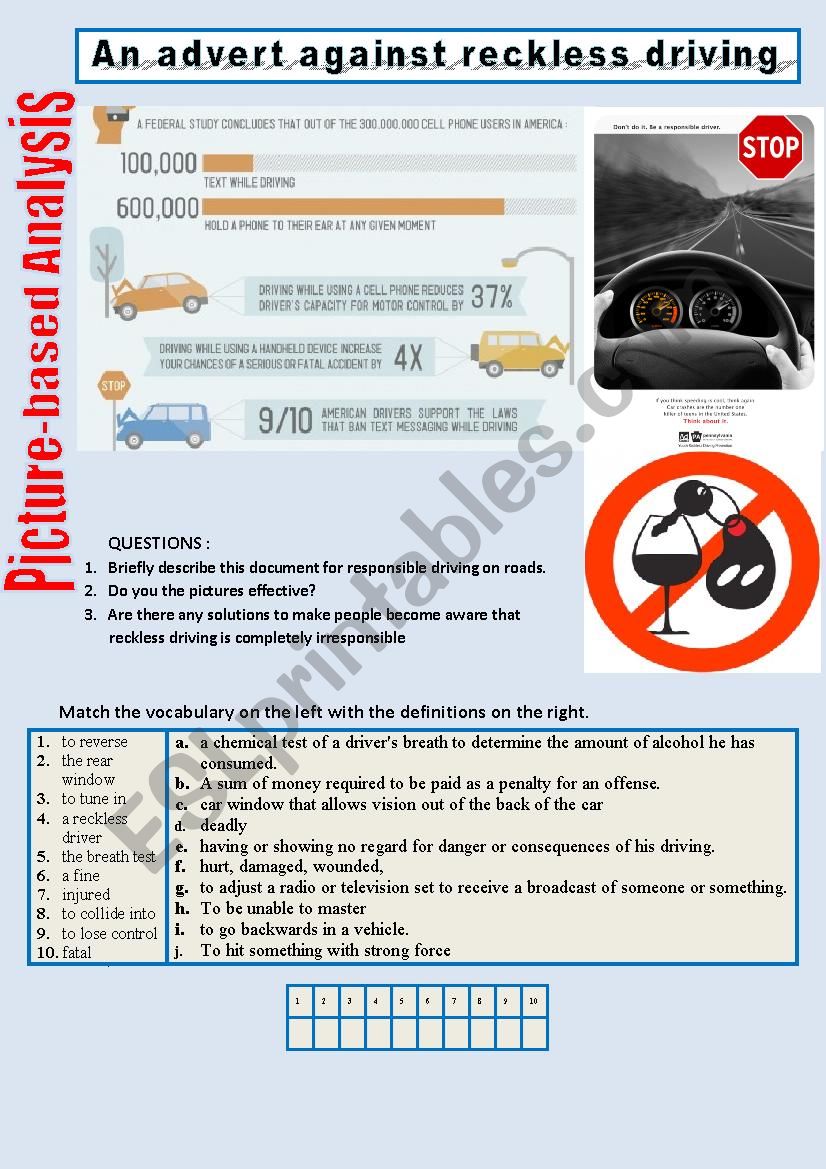 Picture-based analysis (An advert against reckless driving) 2/â€¦