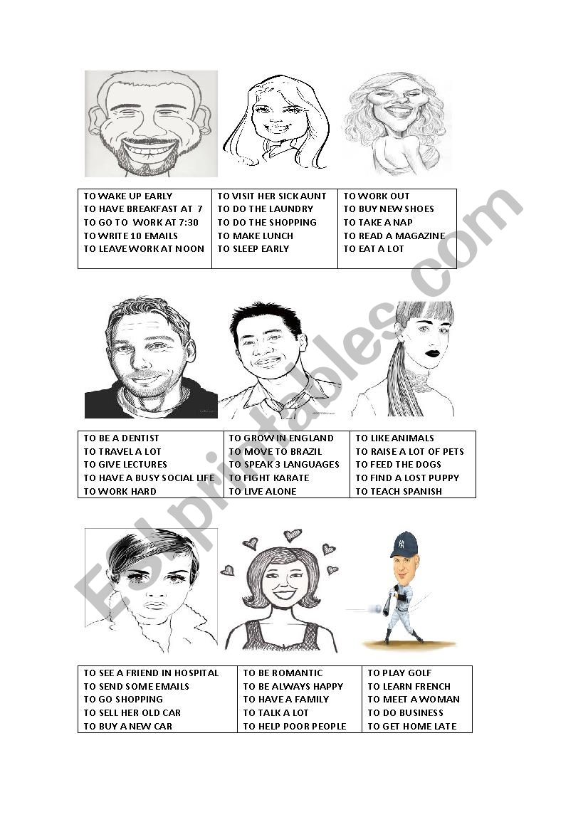 CARICATURE INFORMATION worksheet