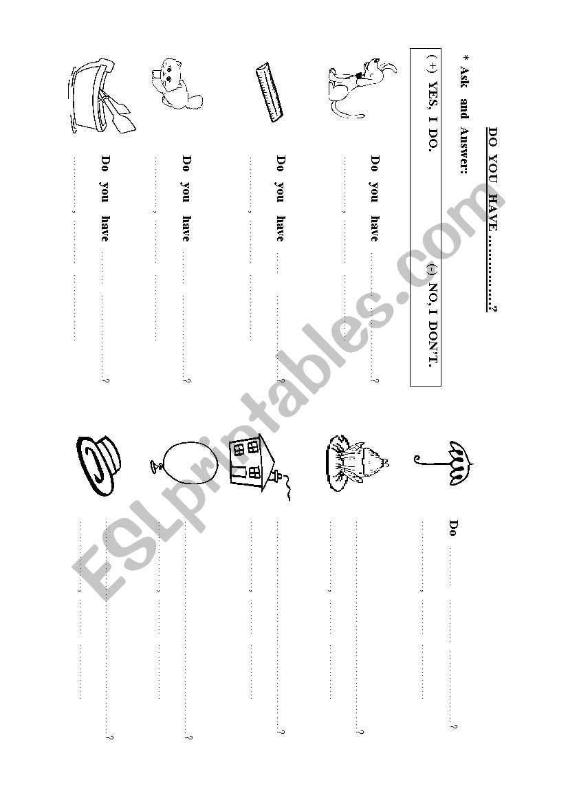 Do you have .....? worksheet