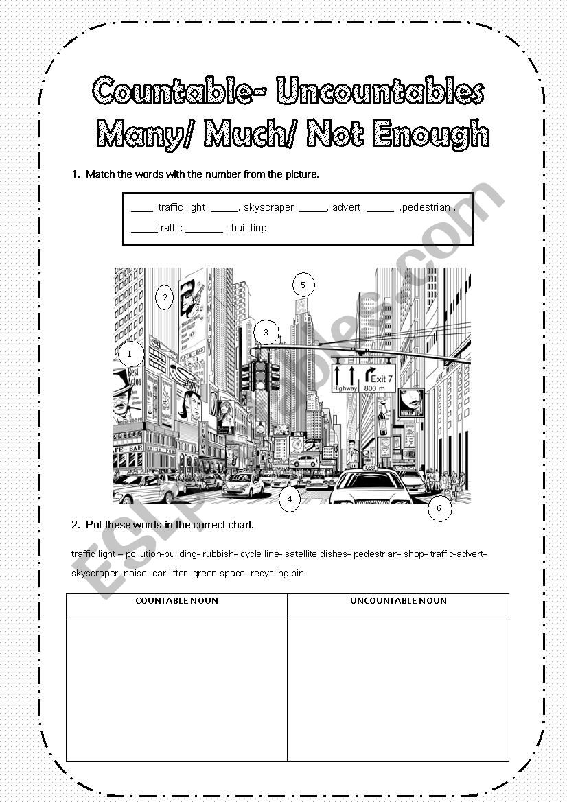 COUNTABLES/UNCOUNTABLES NOUNS+ THERE IS MUCH+ THERE ARE MANY+ THERE ISNT ENOUGH+ THERE ARENT ENOUGH