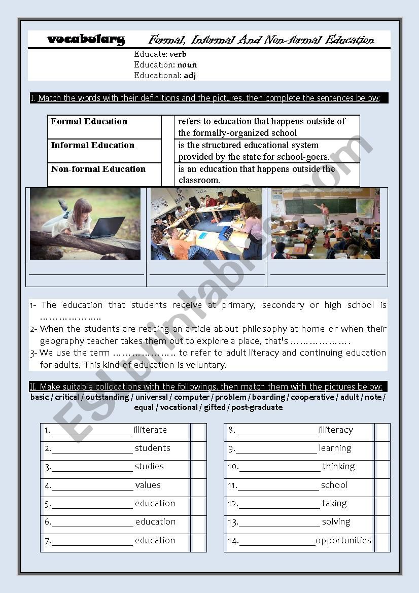 FORMAL, INFORMAL & NONFORMAL EDUCATION (part one)