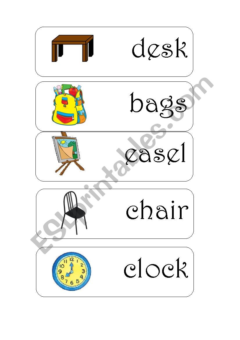 Classroom labels 2 worksheet