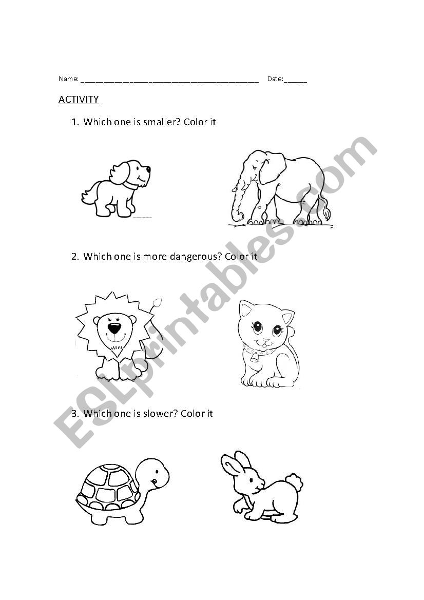 comparatives worksheet