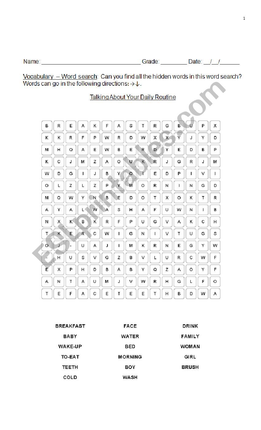WORDSEARCH-DAILY.ROUTINE-ACTIVITY-AND-ANSWERS