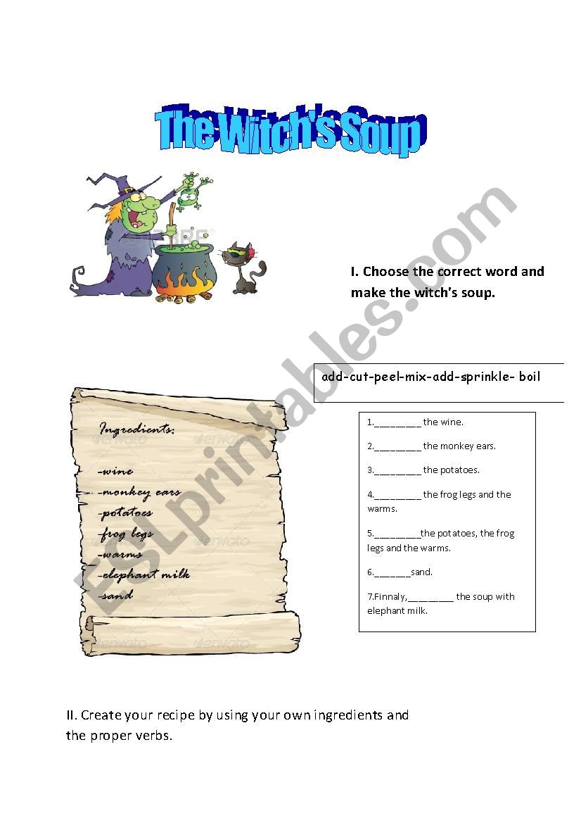 The witchs soup worksheet