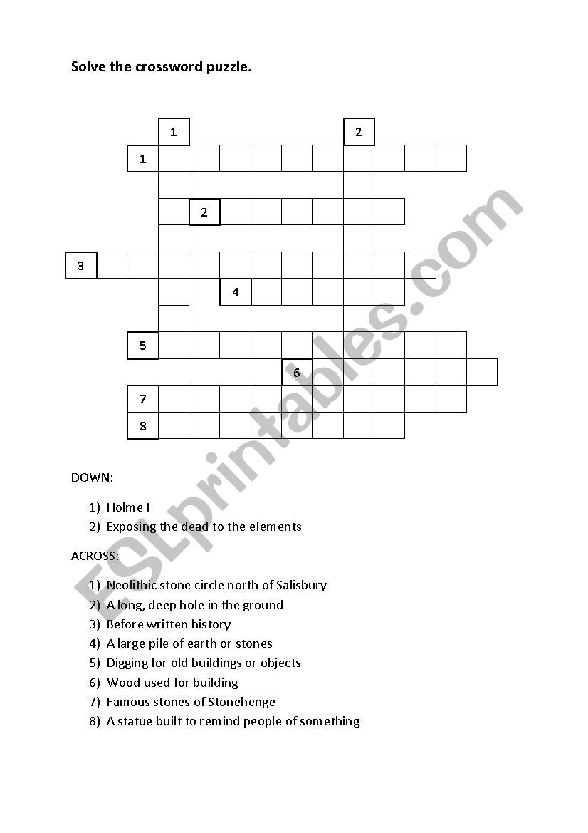 crossword puzzle esl worksheet by zvezdalina
