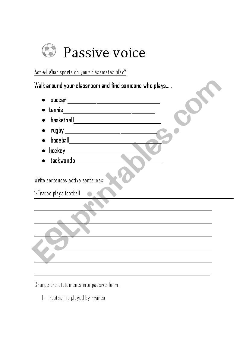 Passive Voice Simple Present - ESL worksheet by carlalucia22