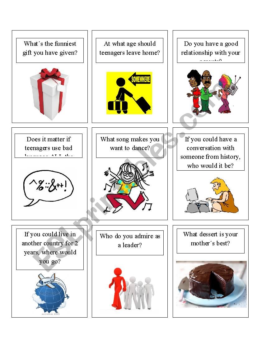 Speaking Game worksheet