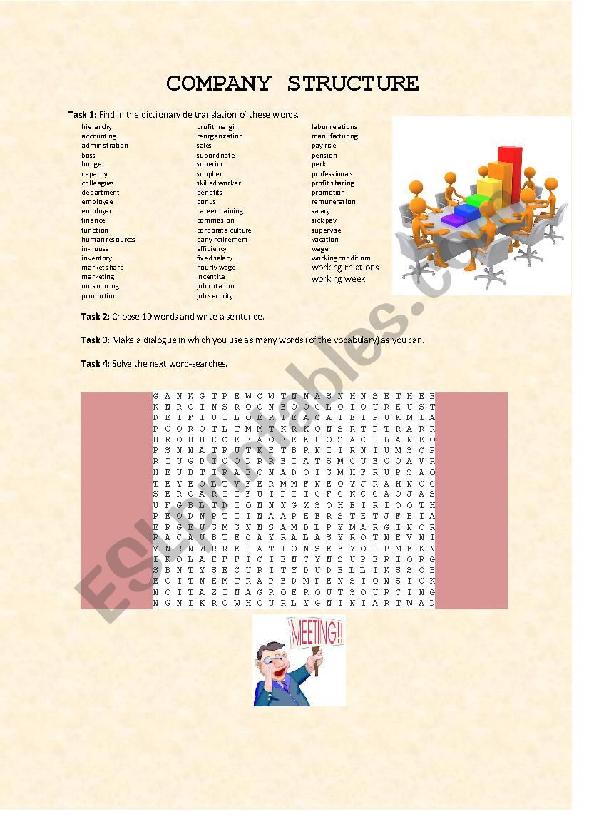 Business (Company structure) worksheet