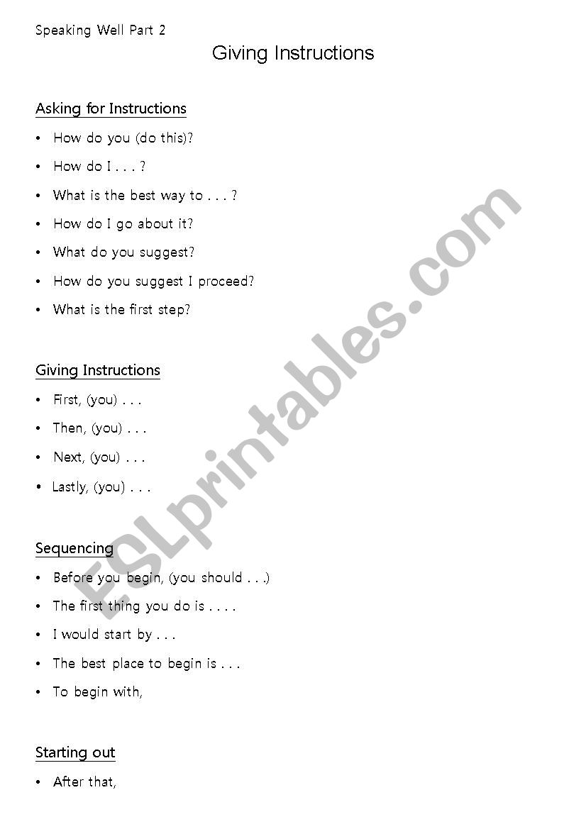 Speaking Well Series part 2 worksheet