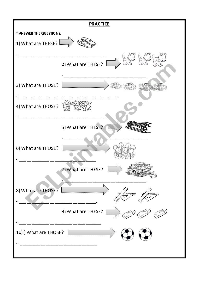 these - those worksheet