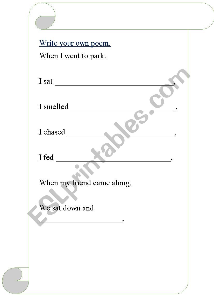 poems worksheet