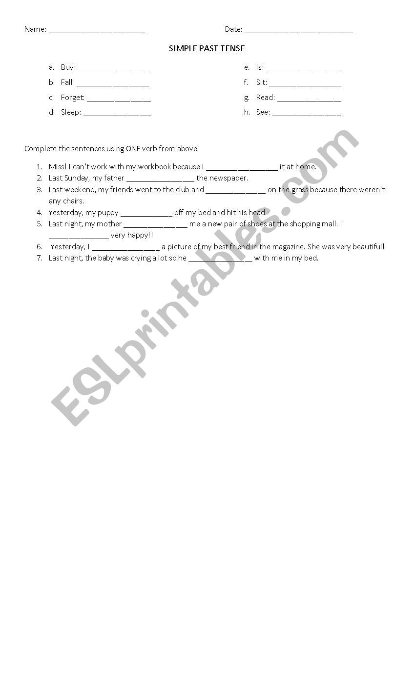 simple past in context worksheet
