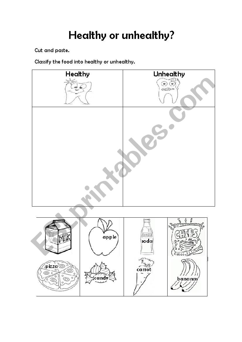 Healthy food worksheet