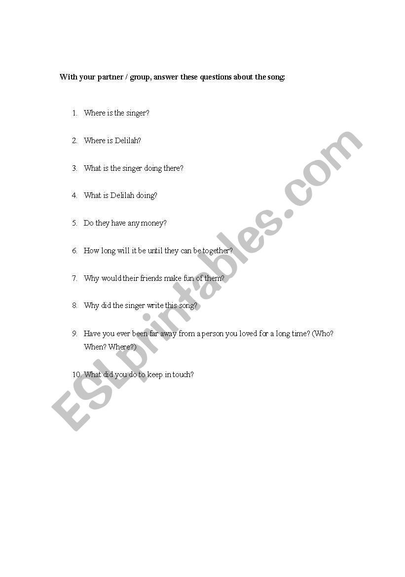 Hey there Delilah- Questions worksheet