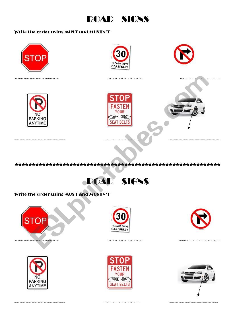 ROAD SIGNS worksheet