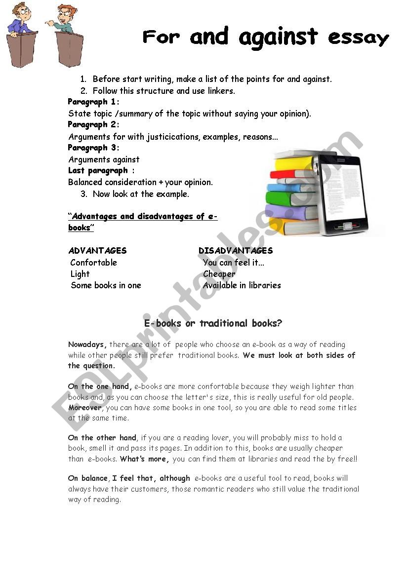 E-books vs books worksheet