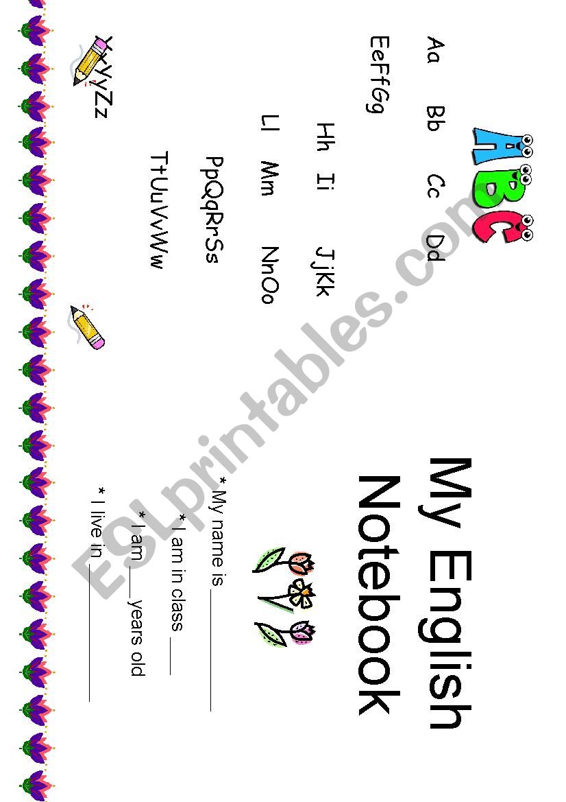 notebook cover worksheet