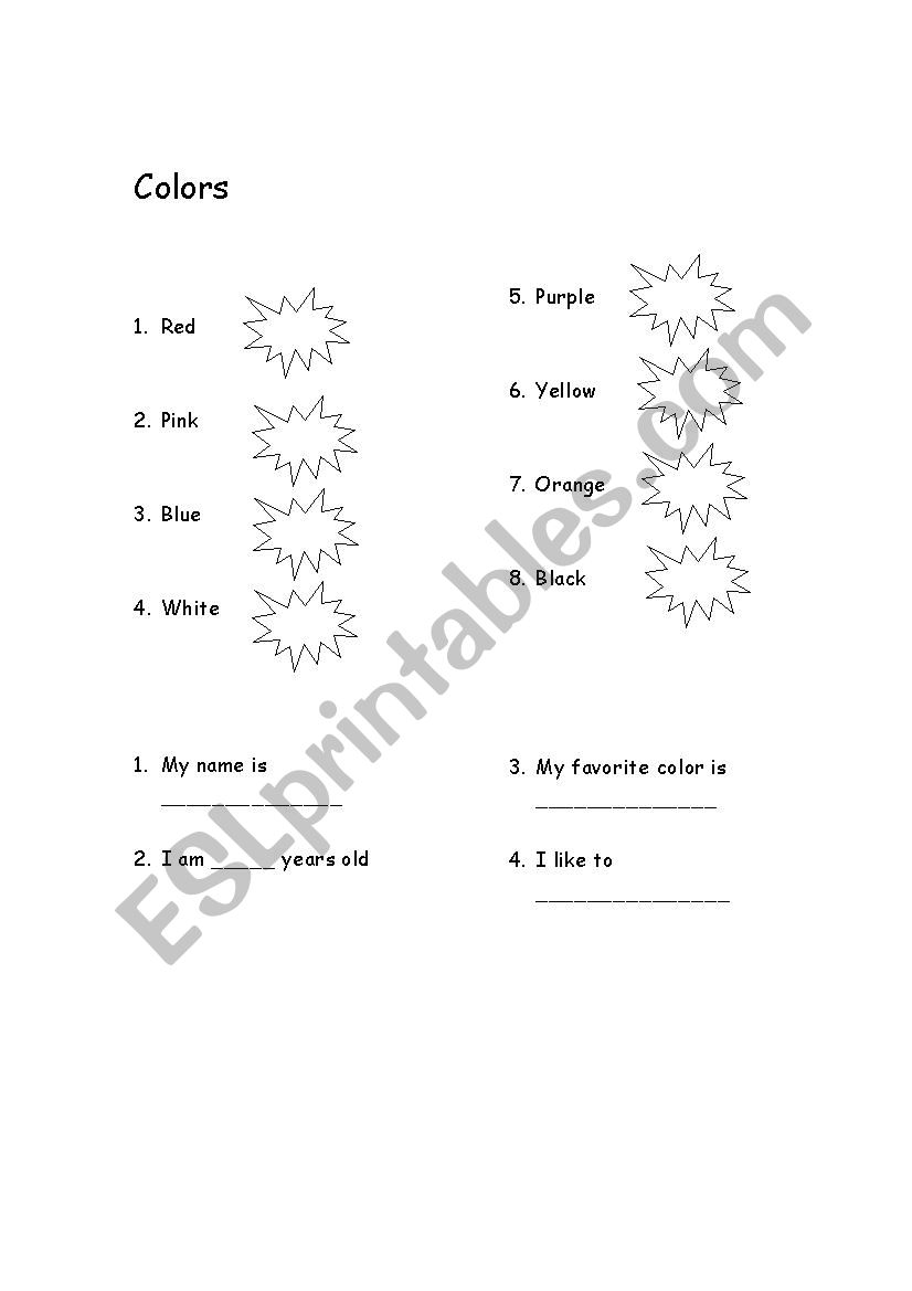 Colors worksheet