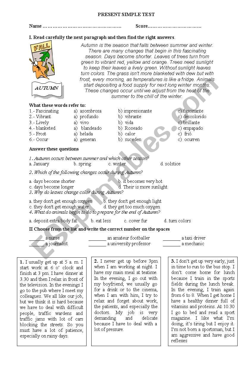 Present Simple Tense worksheet