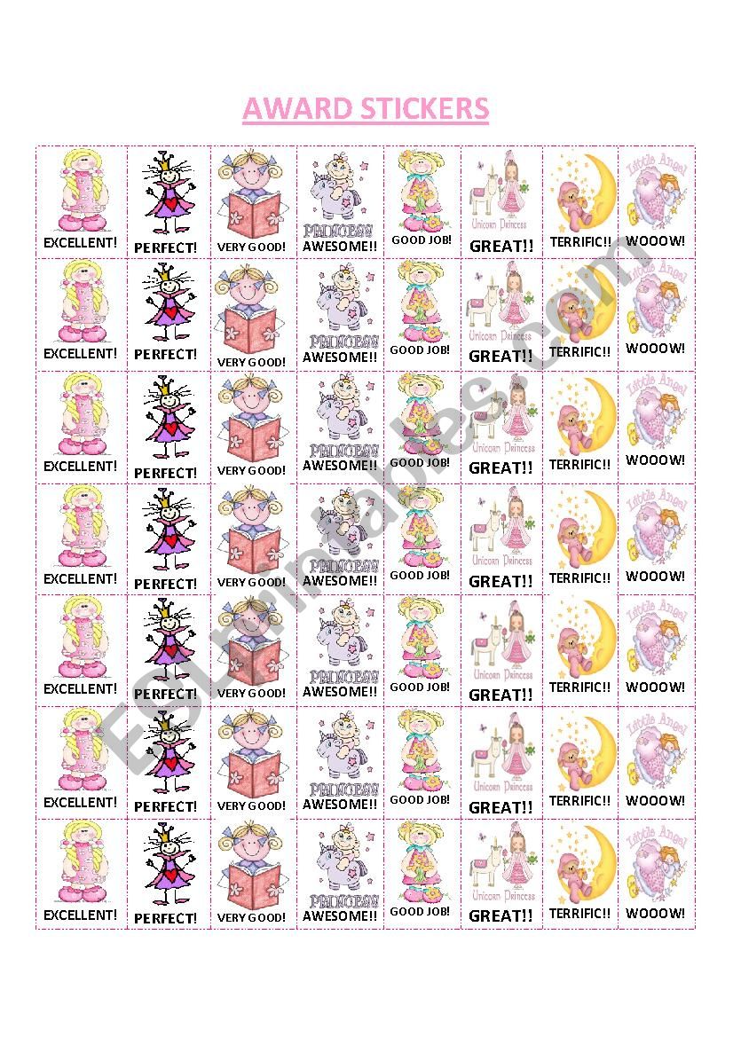 Awards and Stickers worksheet
