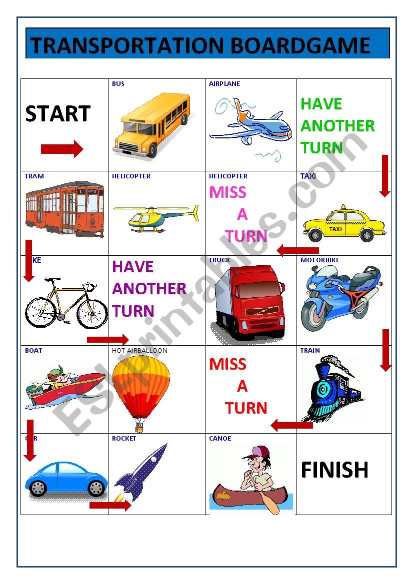 Transport Game worksheet