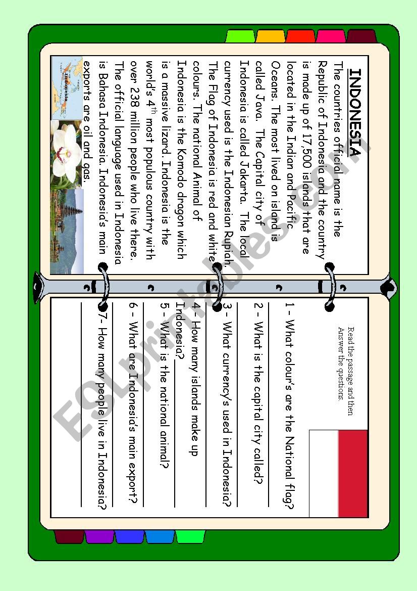 ASEAN series - Indonesia worksheet