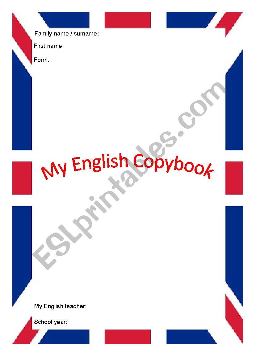 my english copybook worksheet