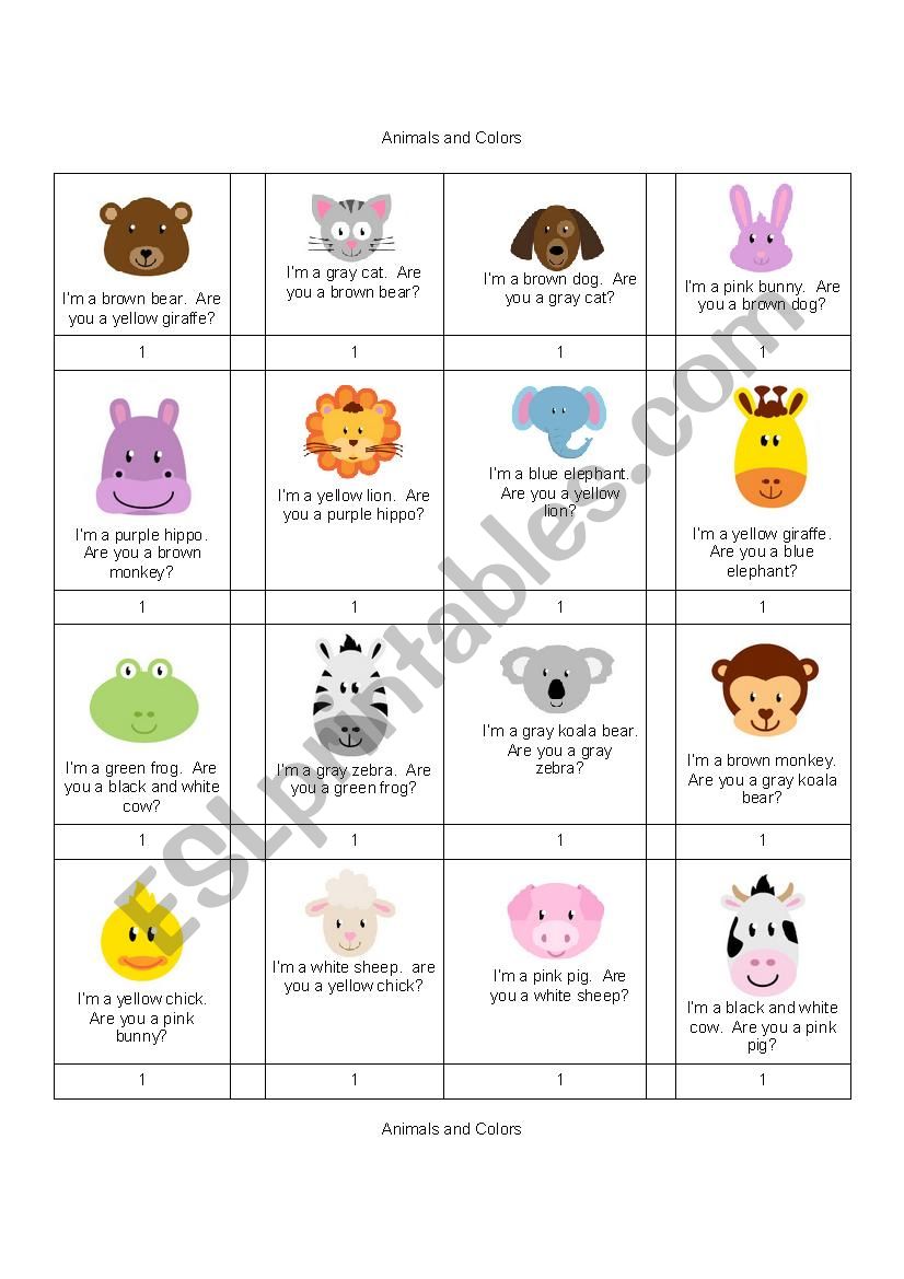 Animals and Colors worksheet