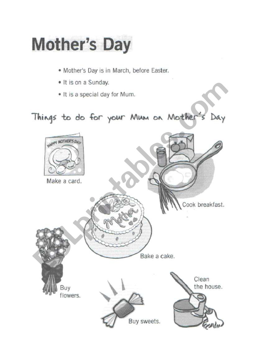 Mothers Day worksheet