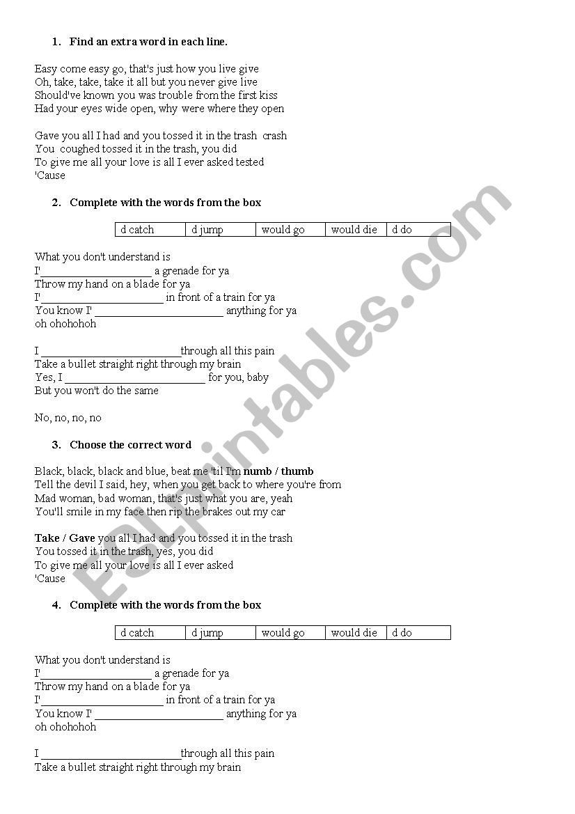 Grenade worksheet