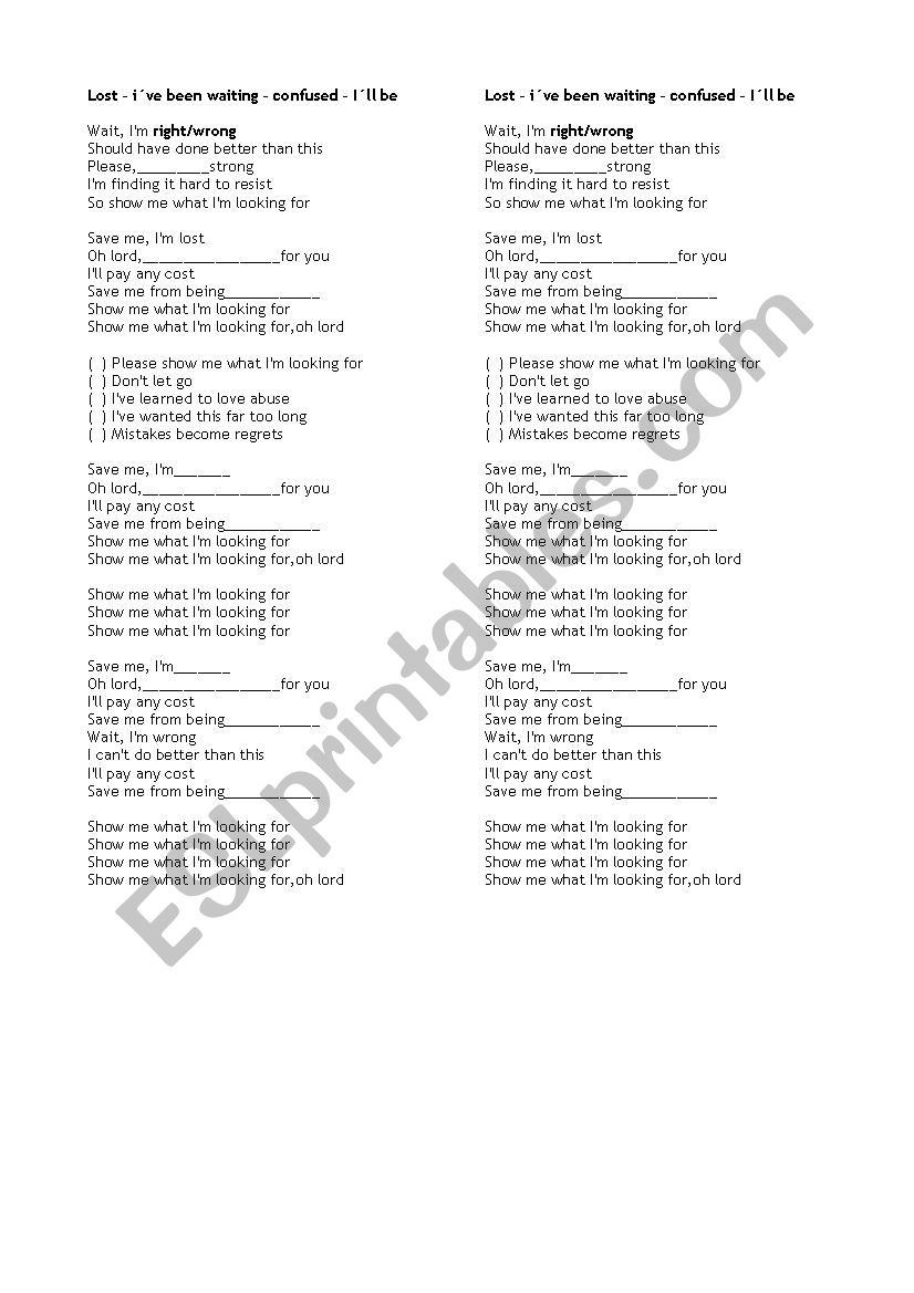 Show Me What Im Looking For/Carolina Liar - Present Perfect Continuous