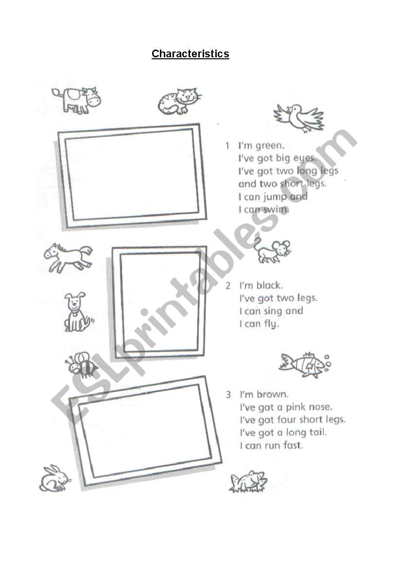 characteristics worksheet