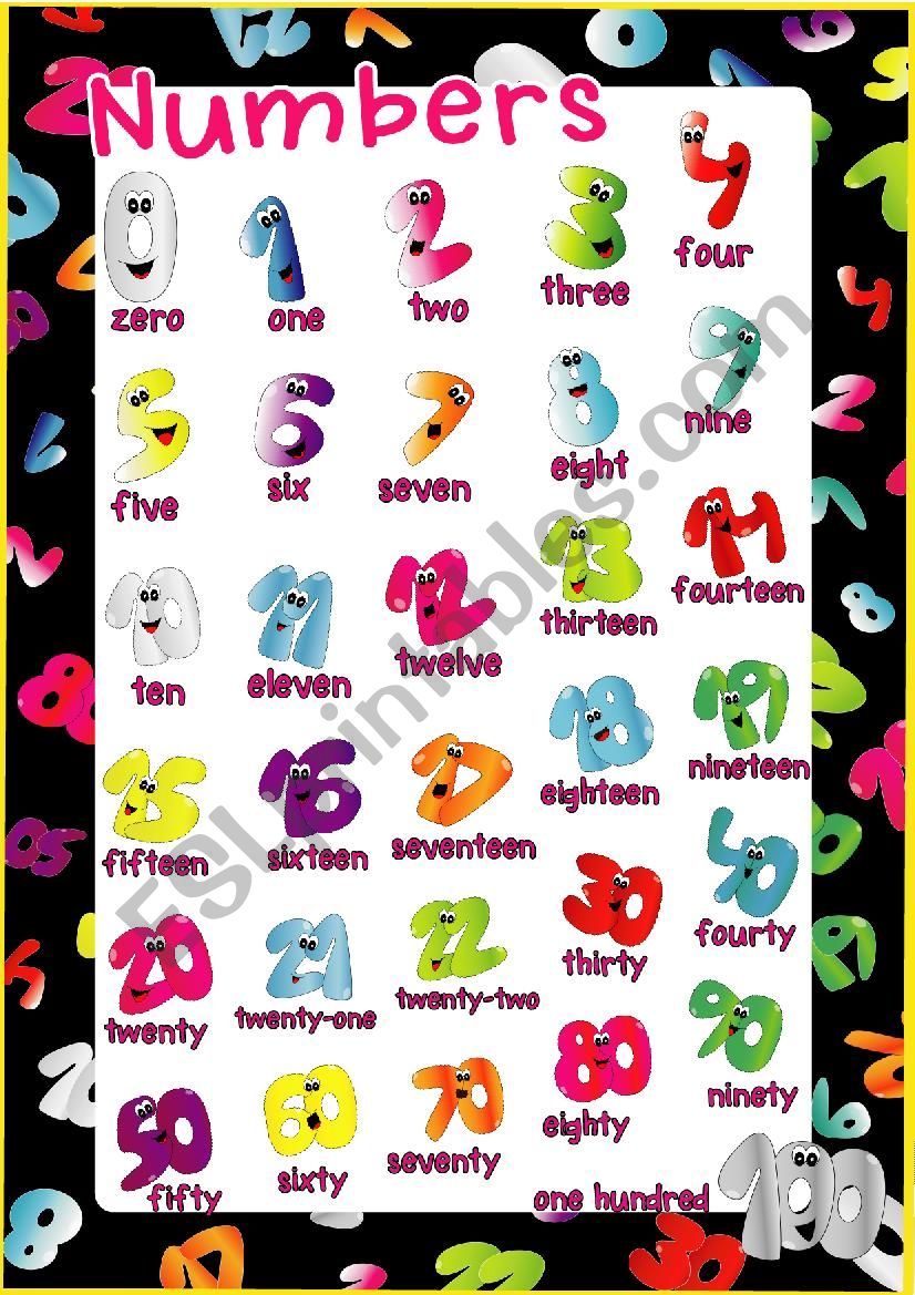 Numbers POSTER worksheet