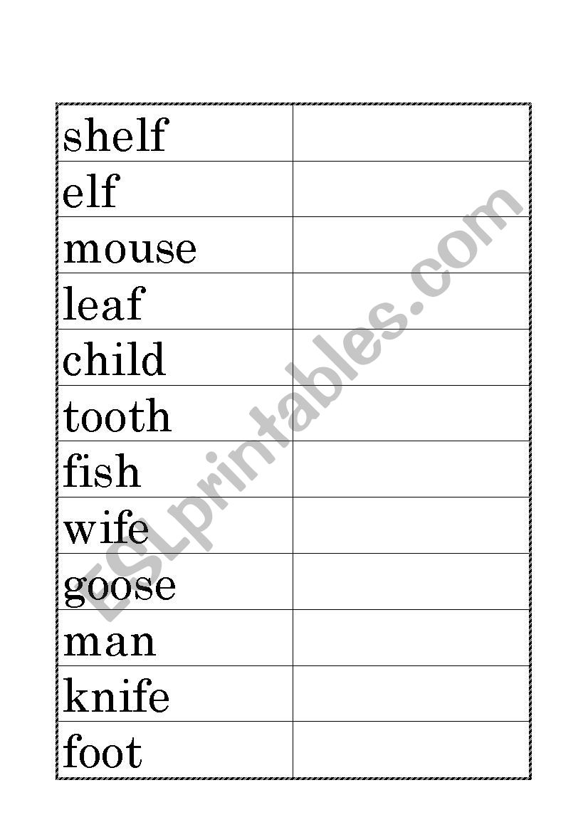 Irregular Pluran Nouns_Cut and Paste