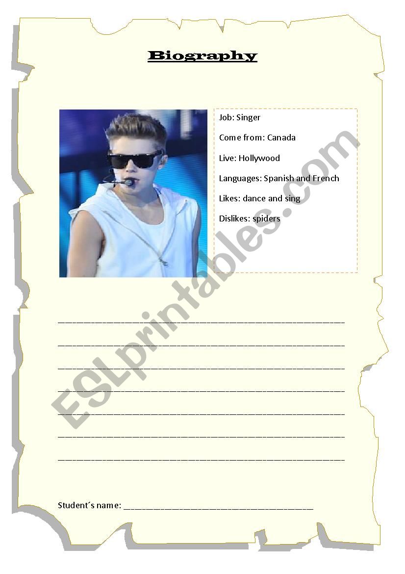 biography  worksheet