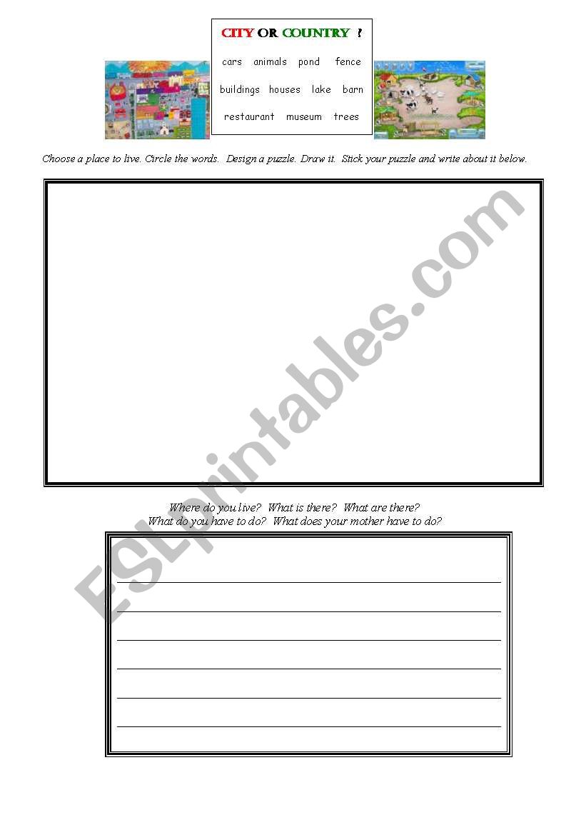 city or country worksheet