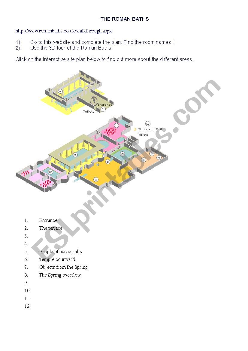 roman baths worksheet