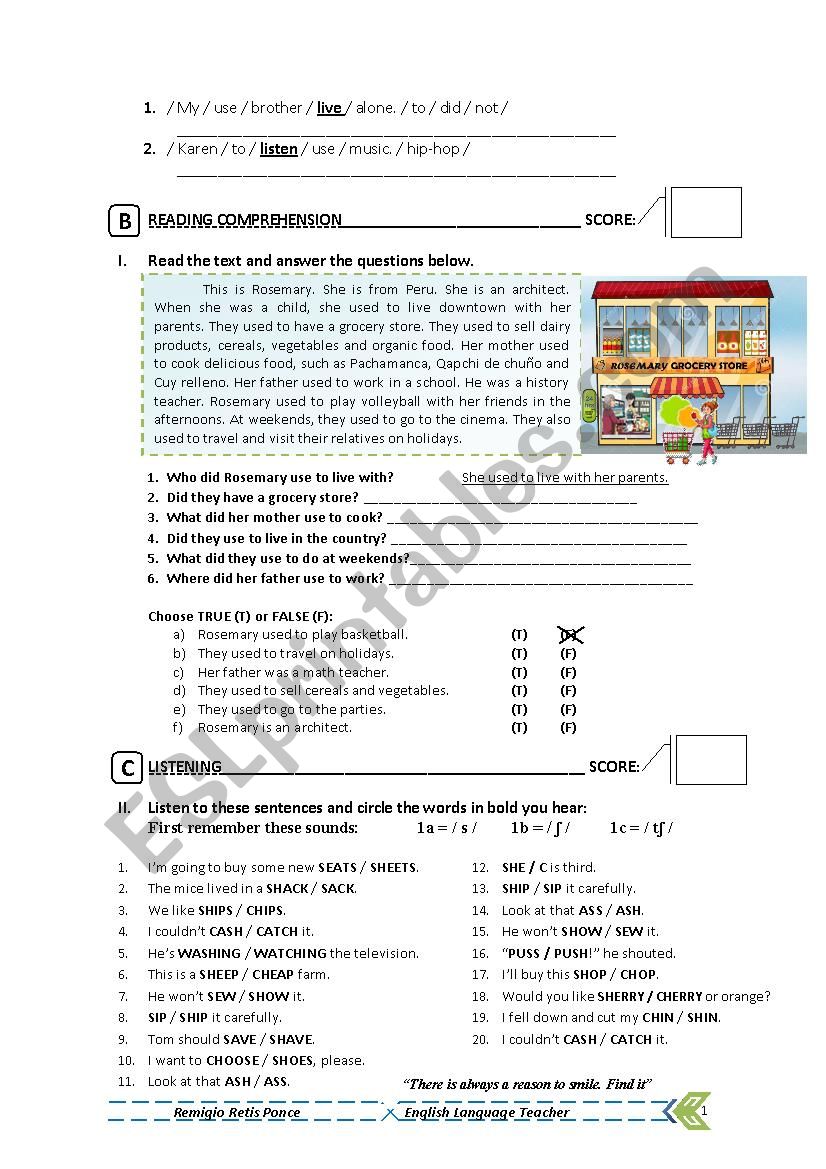 Used to - english test part 02