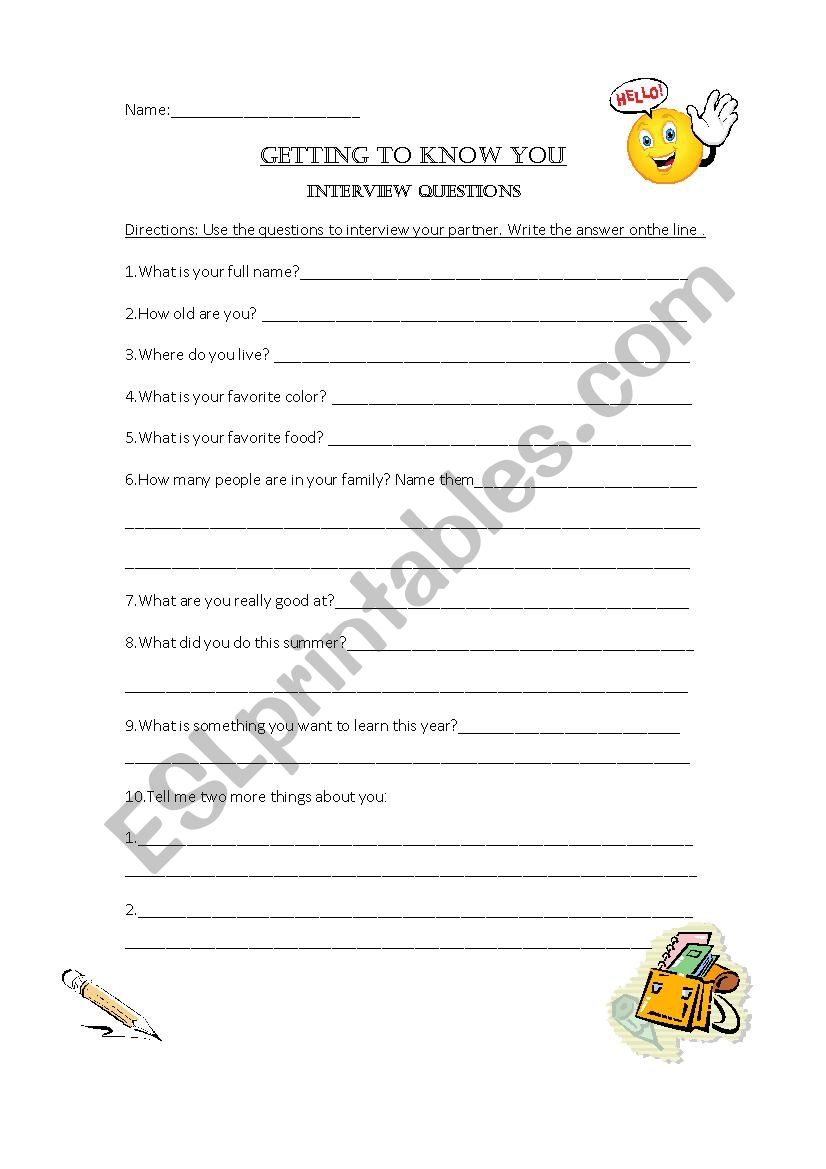 getting to know you worksheet