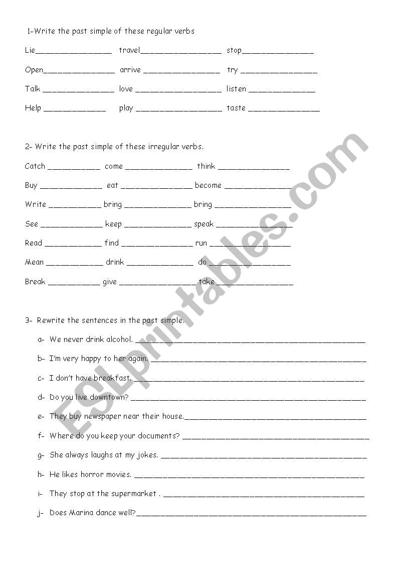 Simple Past Exercices worksheet