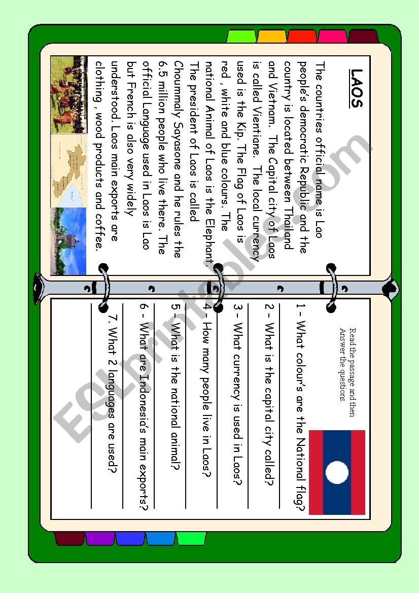 ASEAN series - Laos worksheet