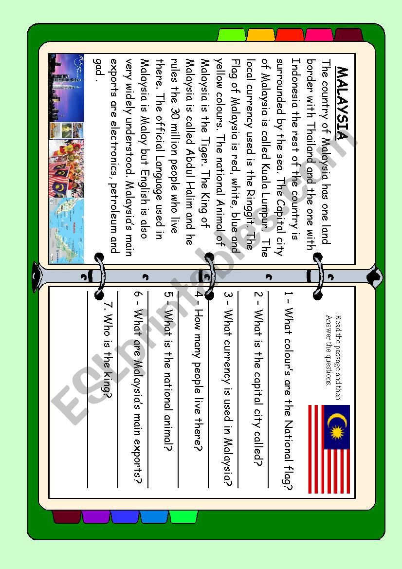 ASEAN series - Malaysia worksheet